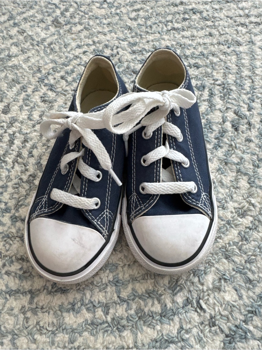 Classic Converse Navy Canvas Kids Sneakers with White Trim